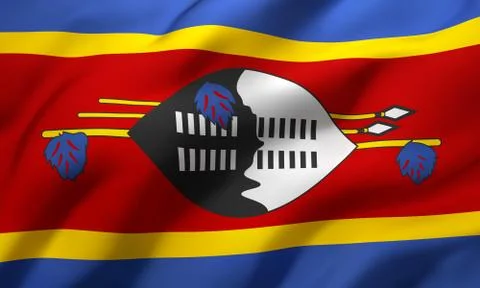 Flag of Swaziland blowing in the wind Stock Illustration
