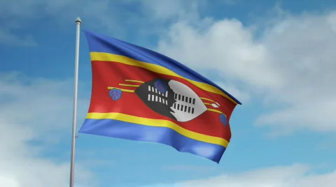 Flag of Swaziland 스톡 동영상 445035