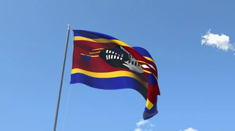 The flag of Swaziland Waving on the Wind. Stock-Footage 50121115