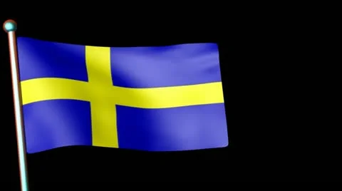 Flag Sweden 29.976fps Stock Footage 21543668