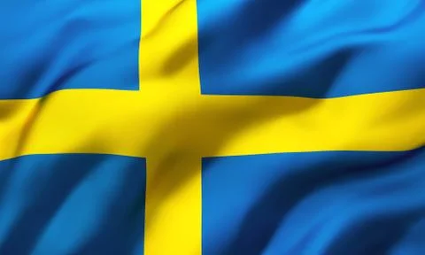 Flag of Sweden blowing in the wind Stock Illustration