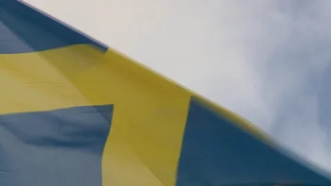 Flag of Sweden develops in the wind Video stock 80299671