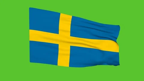 Flag of Sweden on a green screen. 3D animation. Stock Footage 178917081