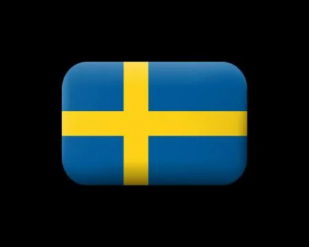 Flag of Sweden. Matted Vector Icon and Button. Rectangular Shape Illustrazione stock