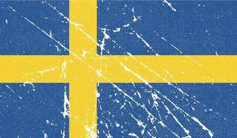 Flag of Sweden with old texture. Vector Illustrazione stock