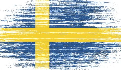 Flag of Sweden with old texture. Vector Illustrazione stock