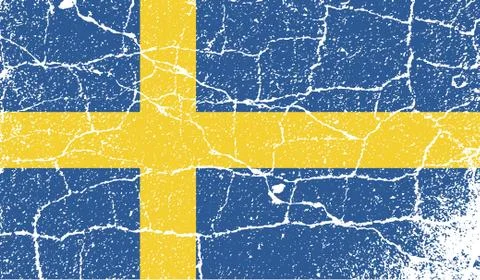 Flag of Sweden with old texture. Vector Illustrazione stock