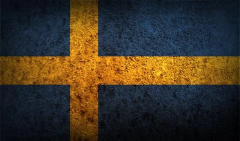 Flag of Sweden with old texture. Vector Stock Illustration