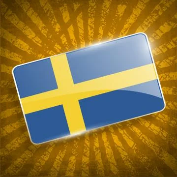 Flag of Sweden with old texture. Vector Illustrazione stock
