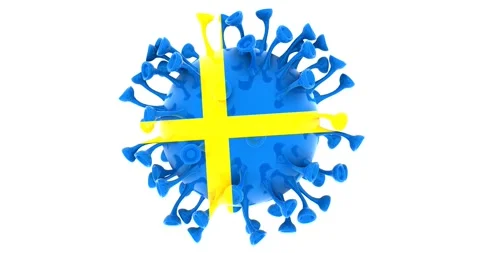 Flag of Sweden on Seamless looping 3D animation of the covid-19 Corona Virus Stock Footage 167739006
