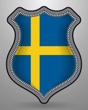 Flag of Sweden. Vector Badge and Icon Stock Illustration