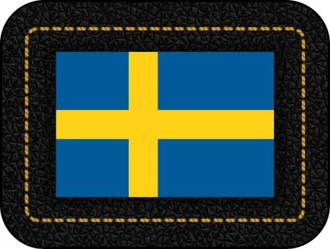 Flag of Sweden. Vector Icon on Black Leather Backdrop Stock Illustration