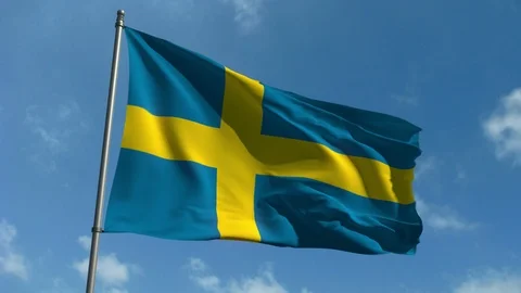 Flag of Sweden - Waving Over Time Lapse Sky Видео 89184863
