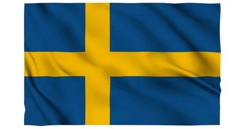 Flag of Sweden waving on a samless loop over an easily removable background Stock Footage 98372814