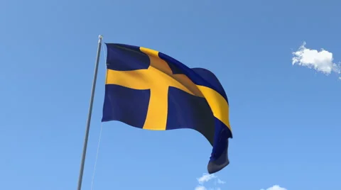 The flag of Sweden Waving on the Wind. Stock Footage 50121306