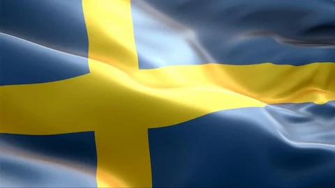 Flag of Sweden waving in the wind. Stock Footage 129359926