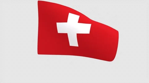 Flag of Switzerland – 3d render looped with alpha channel. Video stock 335065800