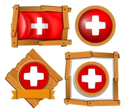 Flag of Switzerland in different frames 스톡 일러스트
