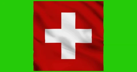 Flag of Switzerland waving on a samless loop over an easily removable background 스톡 동영상 98372853