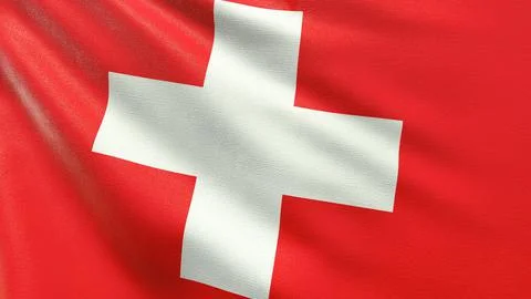 Flag of Switzerland waving in the wind 3d-rendering 库存插图