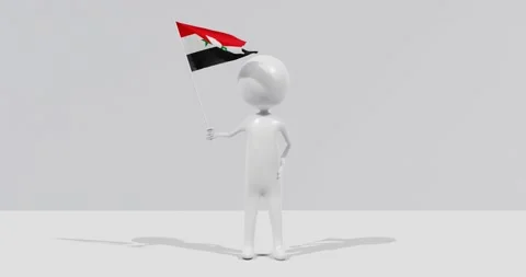 Flag of Syria. 3D Character holding and waving flag 4K UHD 60FPS Video stock 228563232