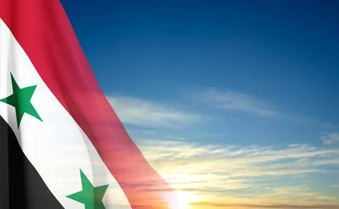 Flag of Syria on background of sky Stock Illustration