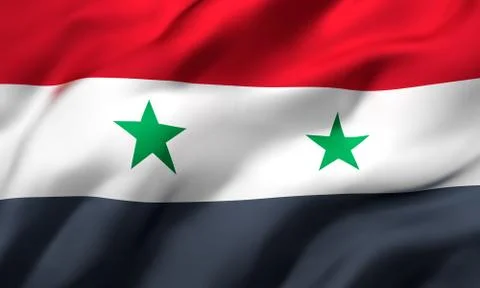 Flag of Syria blowing in the wind Stock Illustration