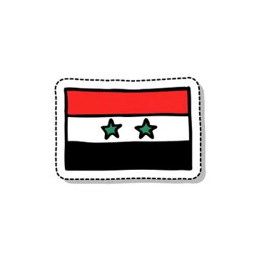 Flag of Syria doodle icon, vector illustration Stock Illustration