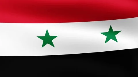 Flag of Syria, fluttering in the wind. 3D rendering. Looping video. Video stock 75796815