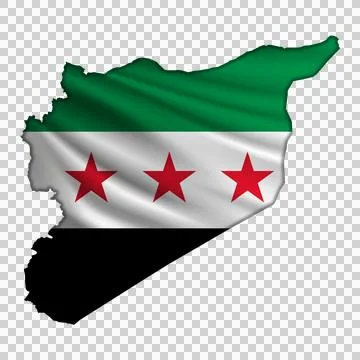 Flag Syria in the form of a map Illustrazione stock