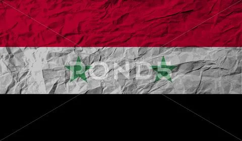 Flag of Syria with old texture. Ilustração Stock