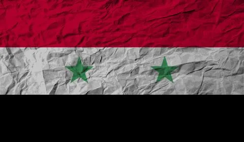 Flag of Syria with old texture. Stock Illustration