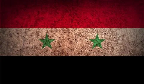 Flag of Syria with old texture. Illustrazione stock