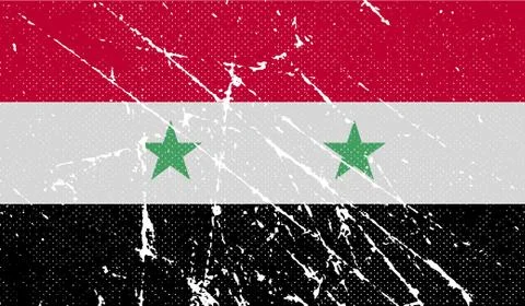 Flag of Syria with old texture. Vector Stock Illustration