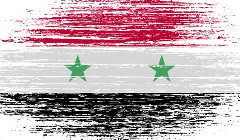 Flag of Syria with old texture. Vector Illustrazione stock