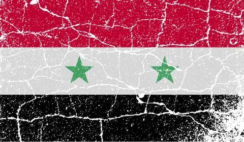 Flag of Syria with old texture. Vector Stock Illustration