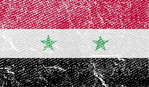 Flag of Syria with old texture. Vector Illustrazione stock
