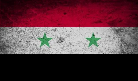 Flag of Syria with old texture. Vector Stock Illustration