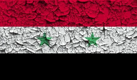 Flag of Syria with old texture. Vector Illustrazione stock