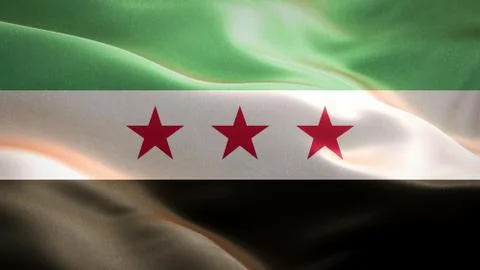 Flag of Syria waving in the wind. 3D Waving flag design. Illustrazione stock