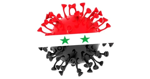 Flag of Syrian Arab Republic on looping 3D animation of the Corona Virus Stock Footage 167738895