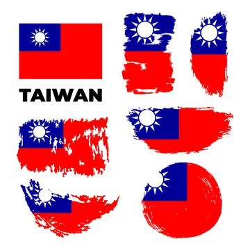Flag of Taiwan, brush stroke background vector Stock Illustration