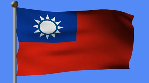 Flag of taiwan on the pole Stock Footage 920111