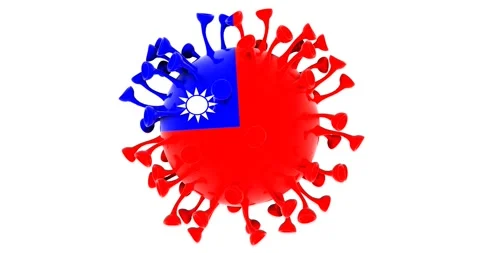 Flag of Taiwan on Seamless looping 3D animation of the covid-19 Corona Virus Stock Footage 166462092