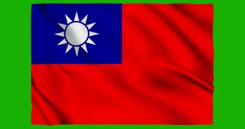 Flag of Taiwan waving on a samless loop over an easily removable background Stock Footage 98372876