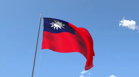The flag of Taiwan Waving on the Wind. Stock Footage 50147399