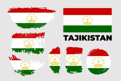 Flag of Tajikistan on gray background. Vector illustration Stock Illustration