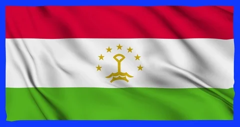 Flag of Tajikistan waving on a samless loop over an easily removable background Stock Footage 98372877