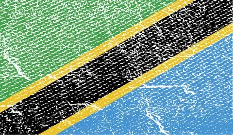 Flag of Tanzania with old texture. Vector Stock Illustration
