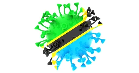 Flag of Tanzania on Seamless looping 3D animation of the covid-19 Corona Virus Stock Footage 167739030